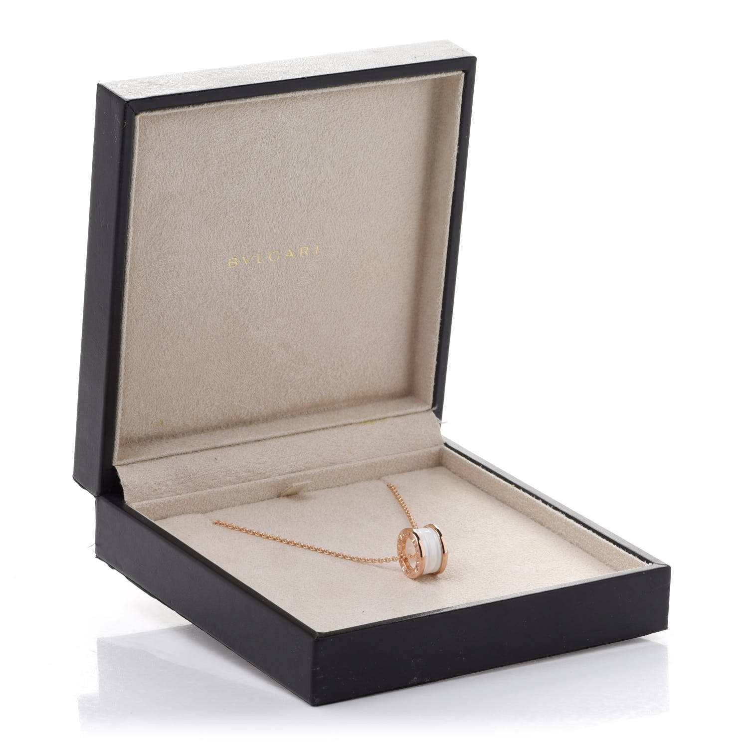 Bulgari 18K Rose Gold White Ceramic B.Zero1 Pendant Necklace 9 of 9
