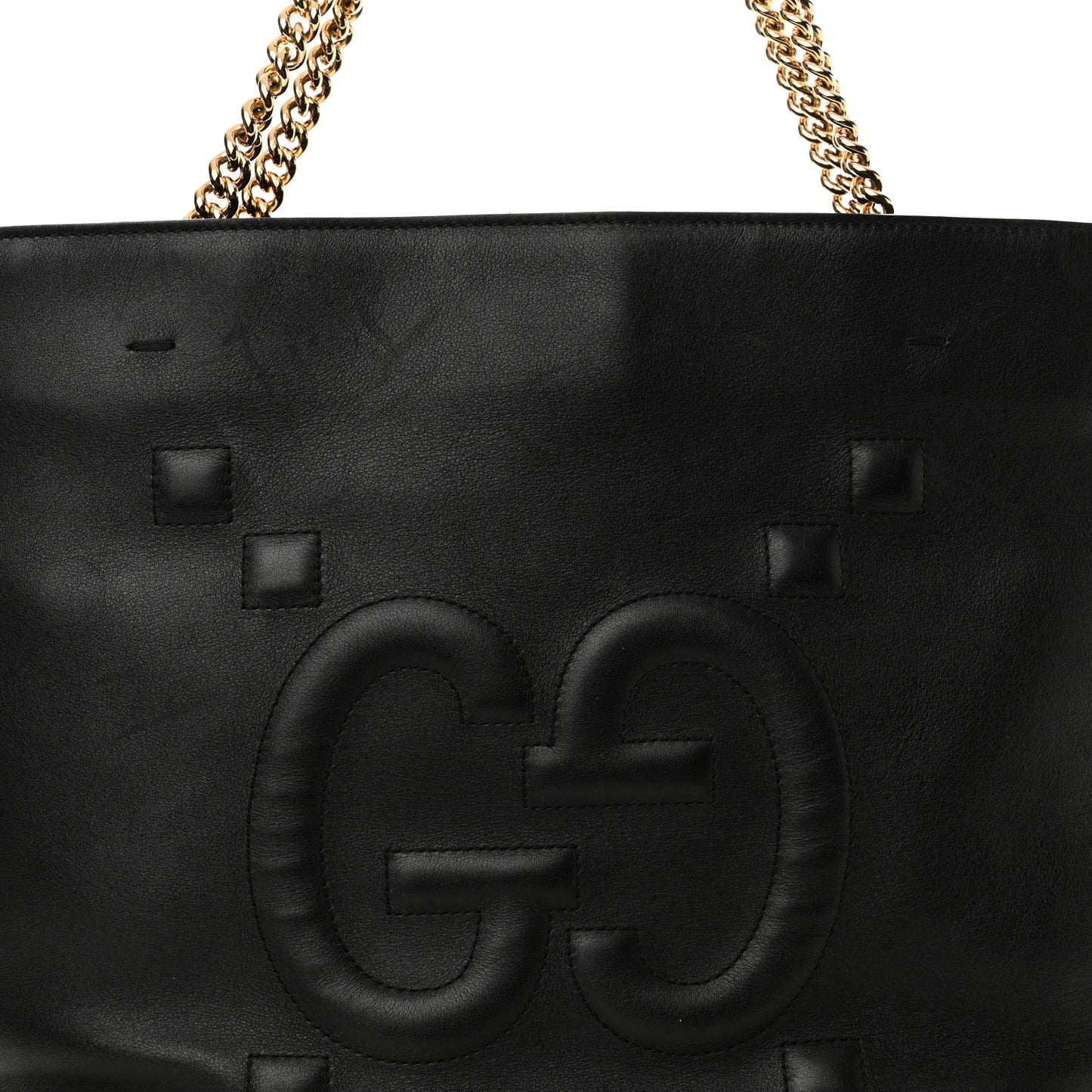 Apollo Calfskin GG Dadini Embroidered Chain Shoulder Tote Black