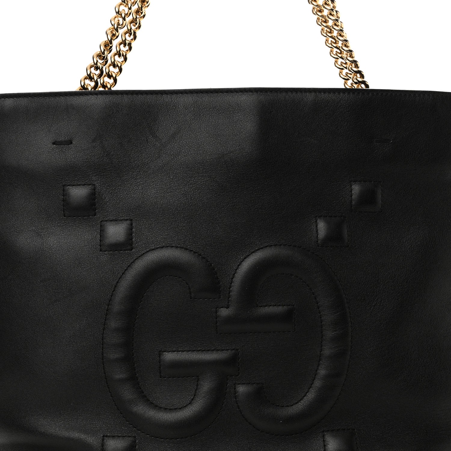 Gucci Apollo Calfskin GG Dadini Embroidered Chain Shoulder Tote Black 8 of 12