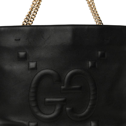Gucci Apollo Calfskin GG Dadini Embroidered Chain Shoulder Tote Black 8 of 12