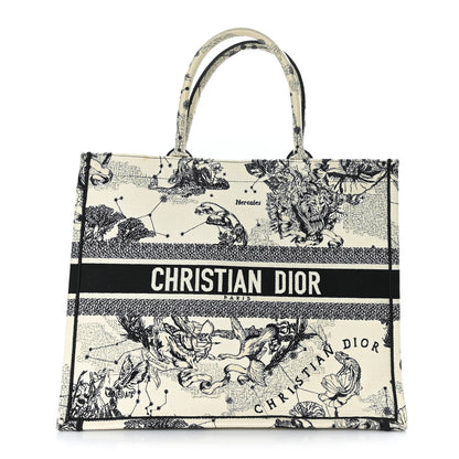 Christian Dior Canvas Embroidered Large Toile De Jouy Book Tote Latte 1 of 9