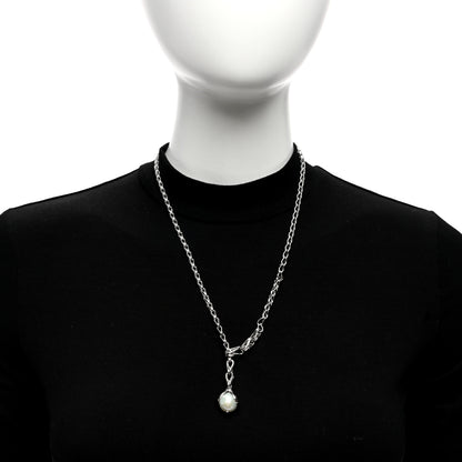 John Hardy Sterling Silver Pearl Bamboo Drop Lariat Necklace 2 of 5