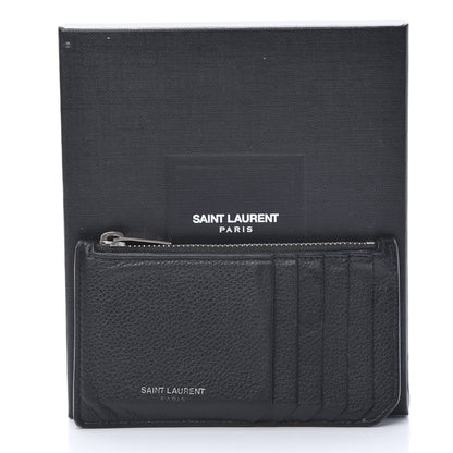 Saint Laurent Grained Calfskin 5 Fragments Zip Pouch Card Holder Black 13 of 13