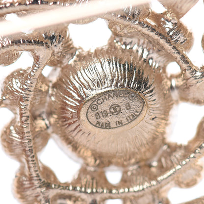 Chanel Pearl Crystal Lace Camellia Brooch Gold 4 of 5