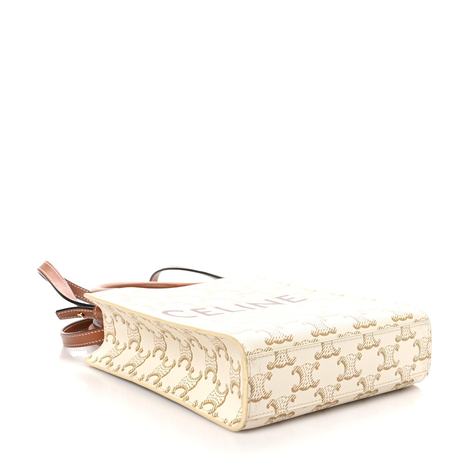 Celine Triomphe Canvas Calfskin Mini Vertical Cabas White 4 of 8