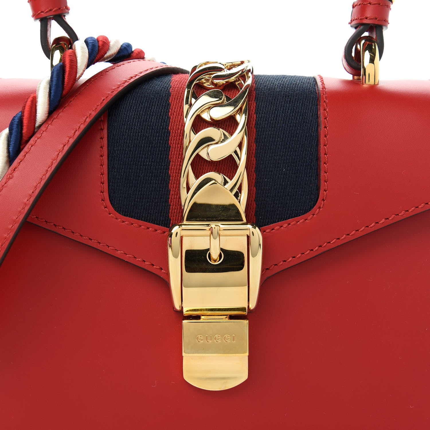 Gucci Calfskin Mini Sylvie Top Handle Bag Hibiscus Red 11 of 12