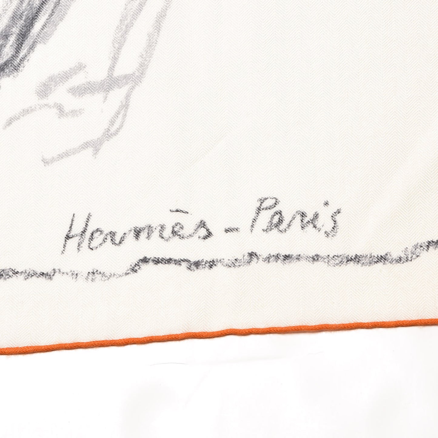 Cashmere Silk Pirouette au Galop Shawl 140 Blanc Noir Gris
