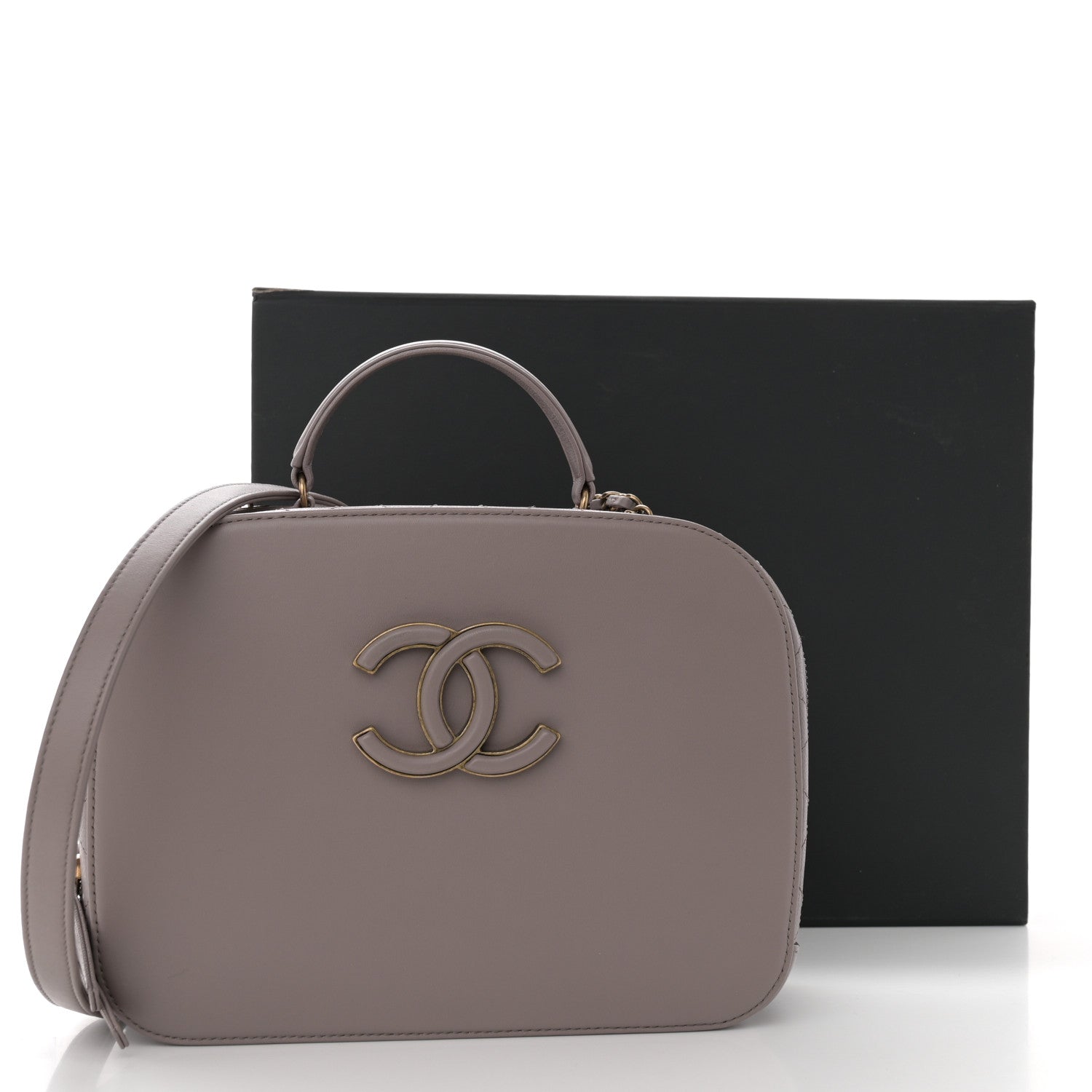 Chanel Shiny Calfskin Goatskin Quilted Coco Curve Vanity Grey 11 of 11