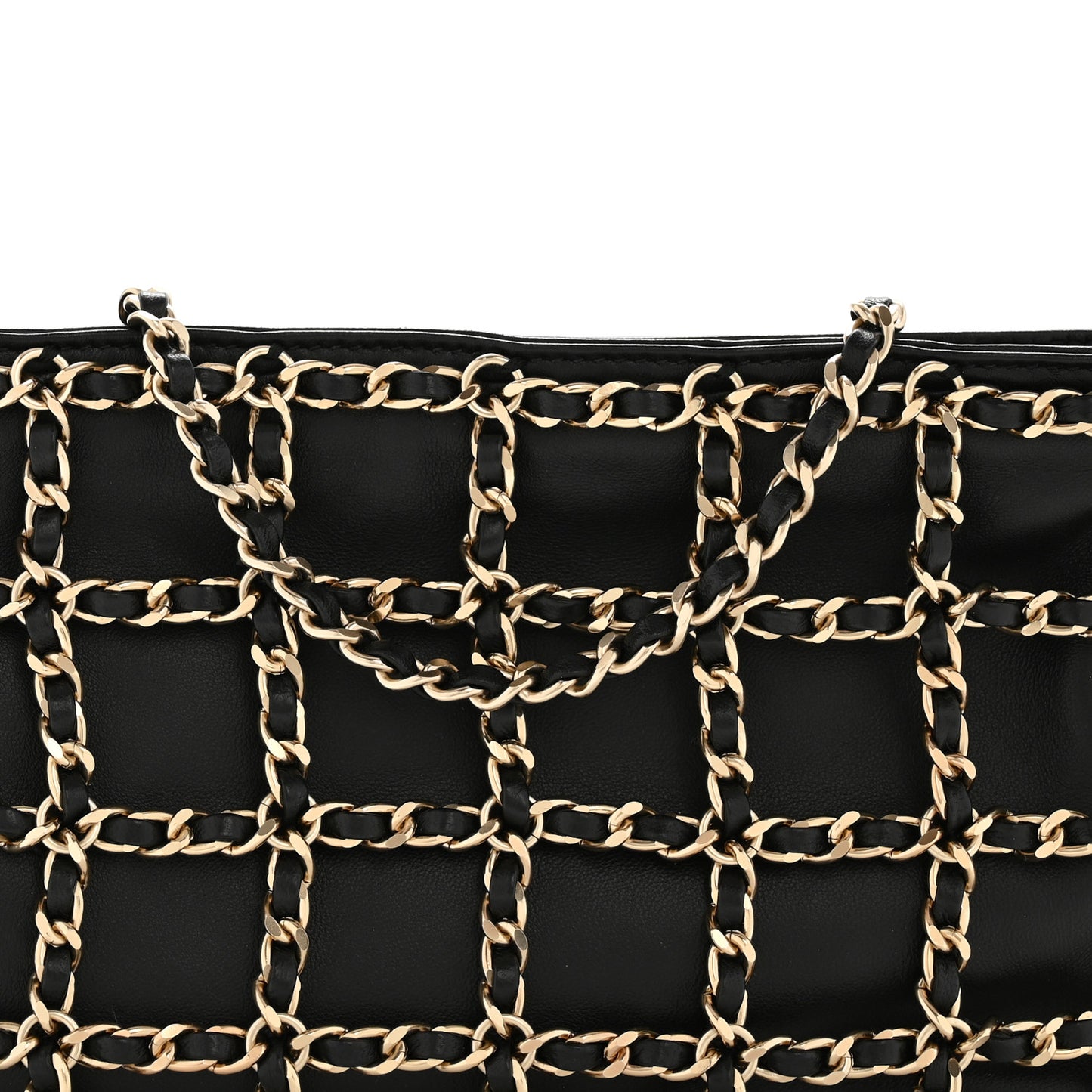 Lambskin Chain Frame Shoulder Bag Black