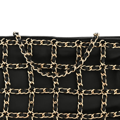 Chanel Lambskin Chain Frame Shoulder Bag Black 8 of 10