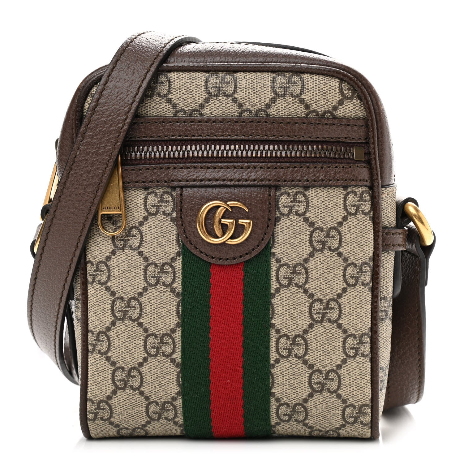 Gucci GG Supreme Monogram Web Mini Ophidia Messenger Brown 1 of 11
