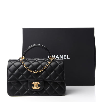 Chanel Lambskin Quilted Mini Top Handle Rectangular Flap Black 11 of 11