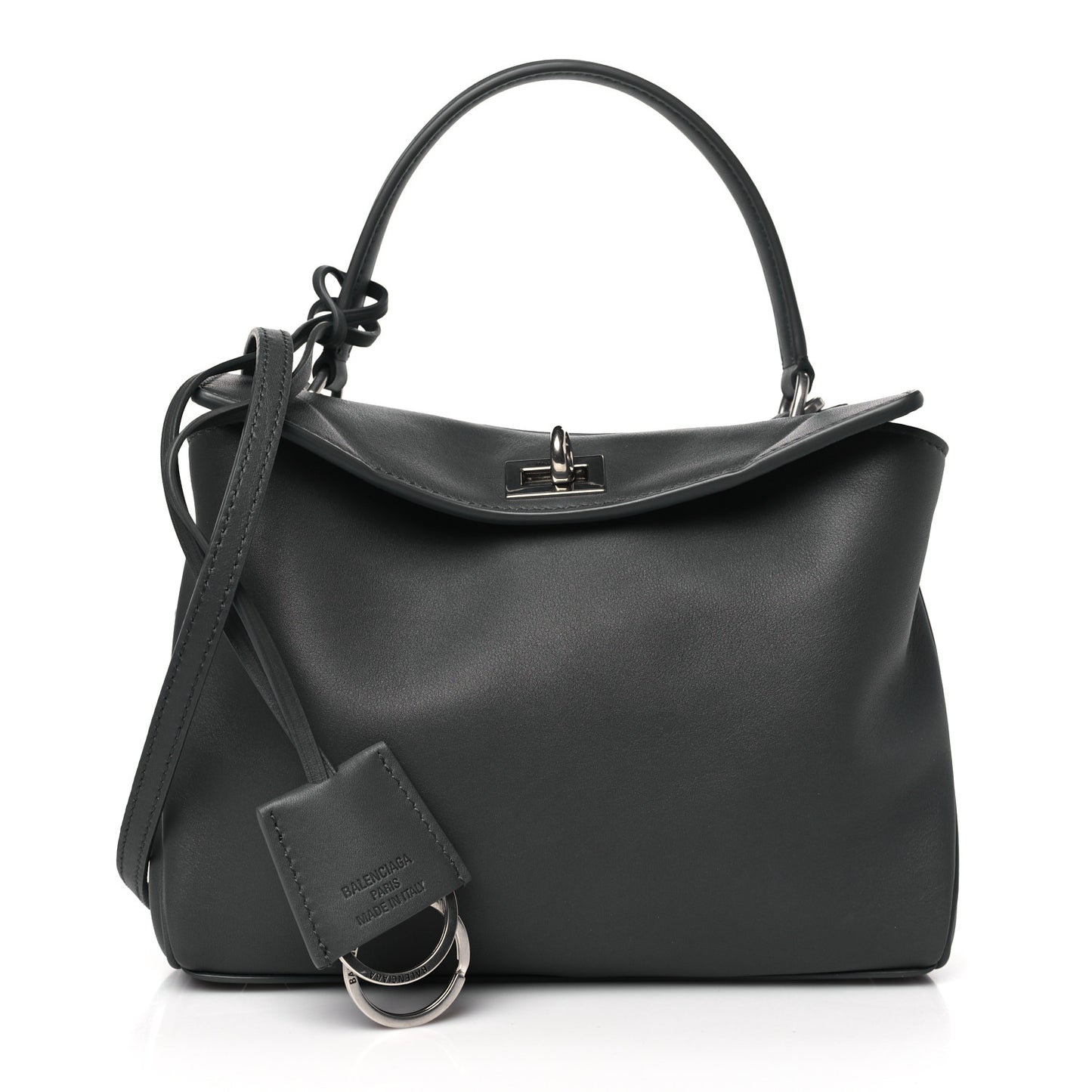 Natural Smooth Calfskin Mini Rodeo Top Handle Handbag Grey