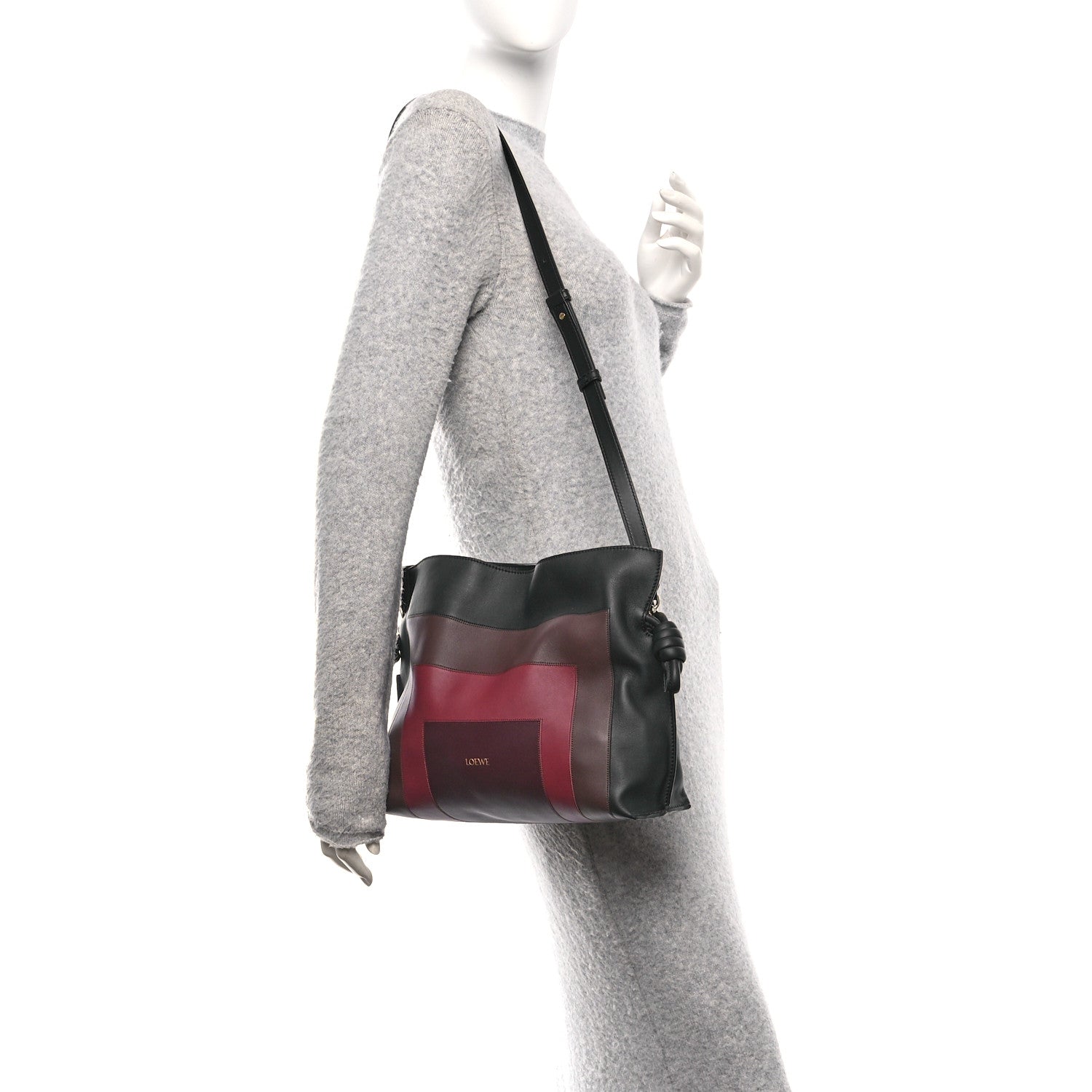 Loewe x Albers Nappa Calfskin Medium Flamenco Clutch Black Burgundy 2 of 11