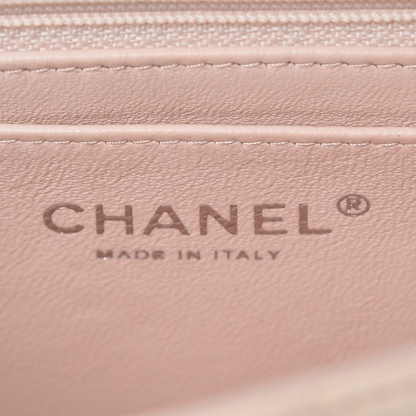 Patent Calfskin Quilted Mini Rectangular Flap Rose Clair
