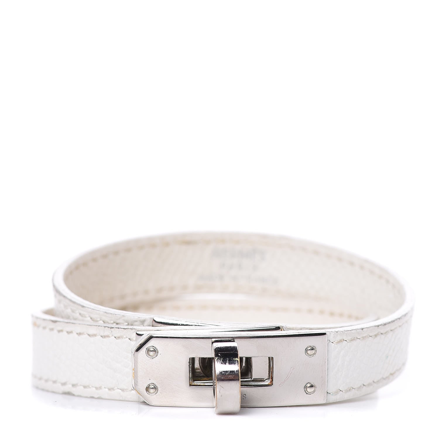 Hermes Epsom Kelly Double Tour Bracelet M White 1 of 8