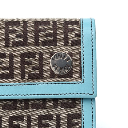 Fendi Zucchino Compact Wallet Brown Blue 17 of 18