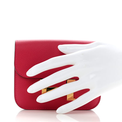Hermes Evercolor Verso Constance Slim Wallet Framboise Rouge Sellier 3 of 10