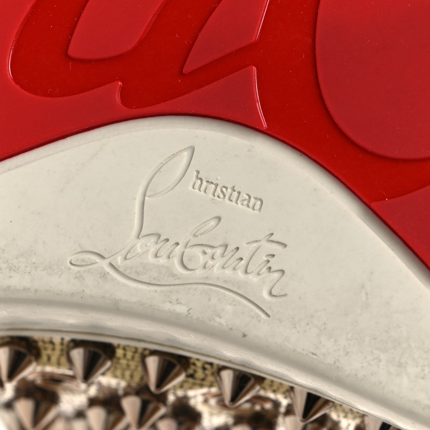 Christian Louboutin Laminato Dino Nappa Spikes Mens Louis Orlato Flat Sneakers 44 Platine 6 of 7