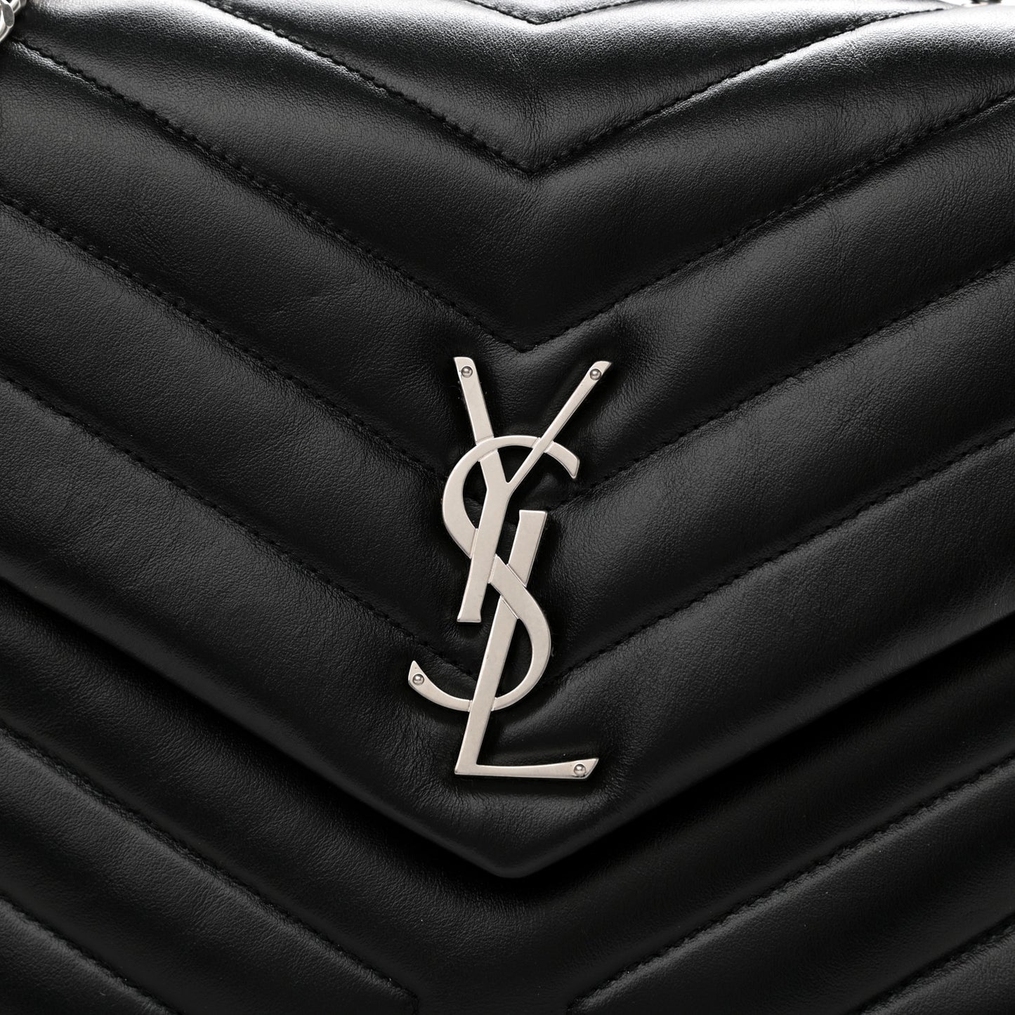 Calfskin Y Quilted Monogram Medium Loulou Chain Satchel Black