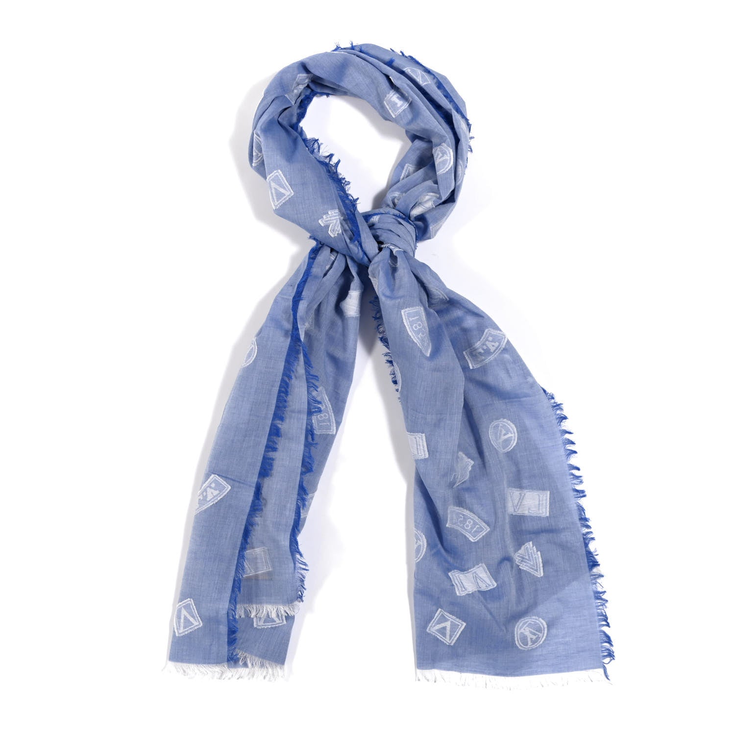 Louis Vuitton Cotton Logo Stickers Scarf Blue 1 of 3