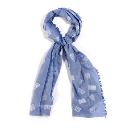 Louis Vuitton Cotton Logo Stickers Scarf Blue 1 of 3