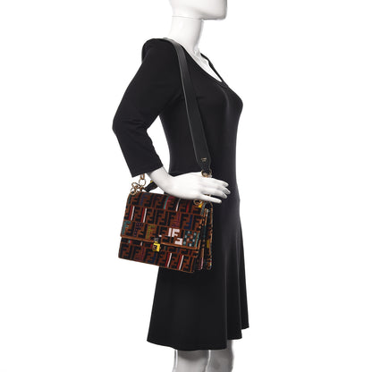Fendi Velvet Vitello Dolce Fun Fair Kan I Shoulder Bag Tobacco Multicolor Black 2 of 12
