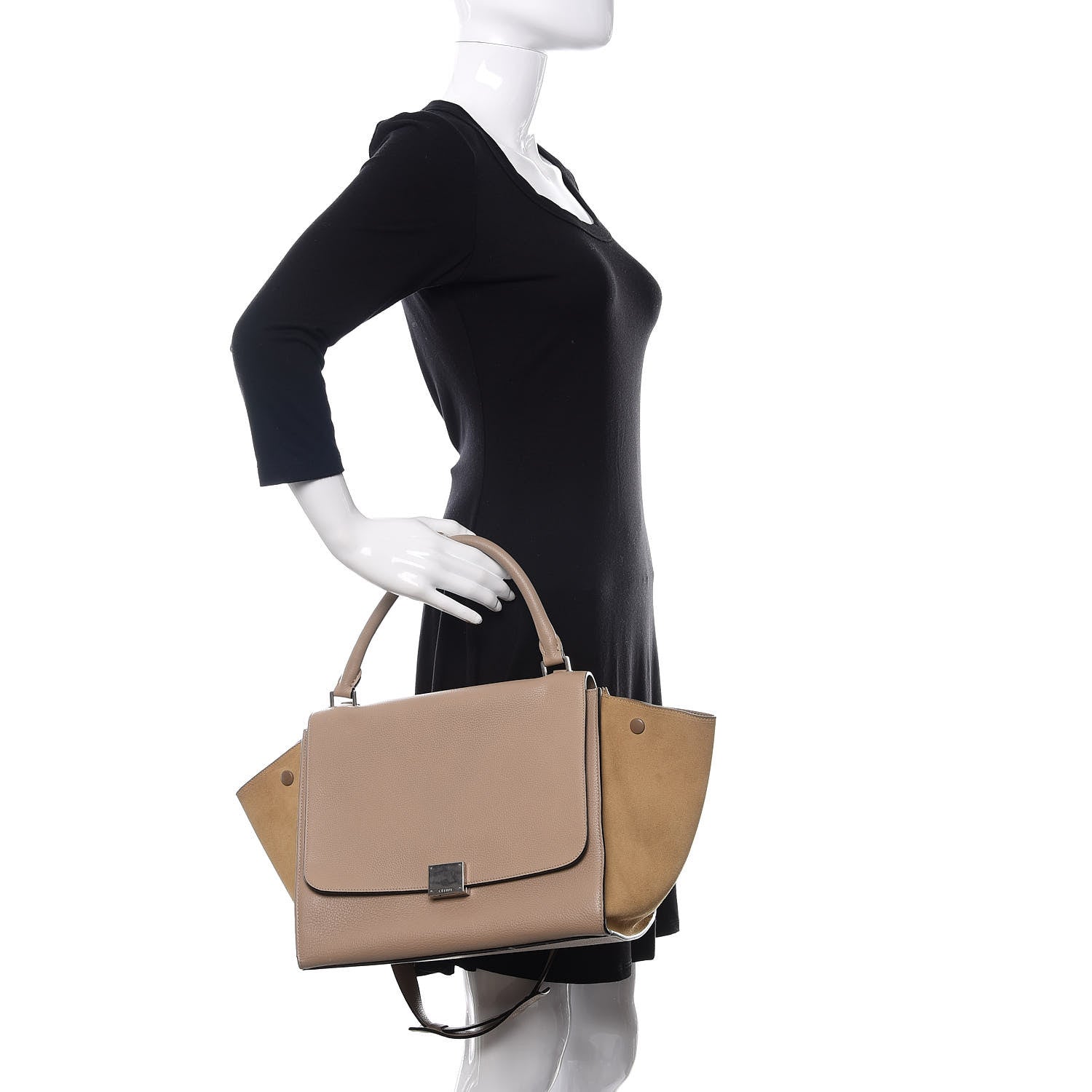 Celine Drummed Calfskin Suede Medium Trapeze Dune 3 of 10