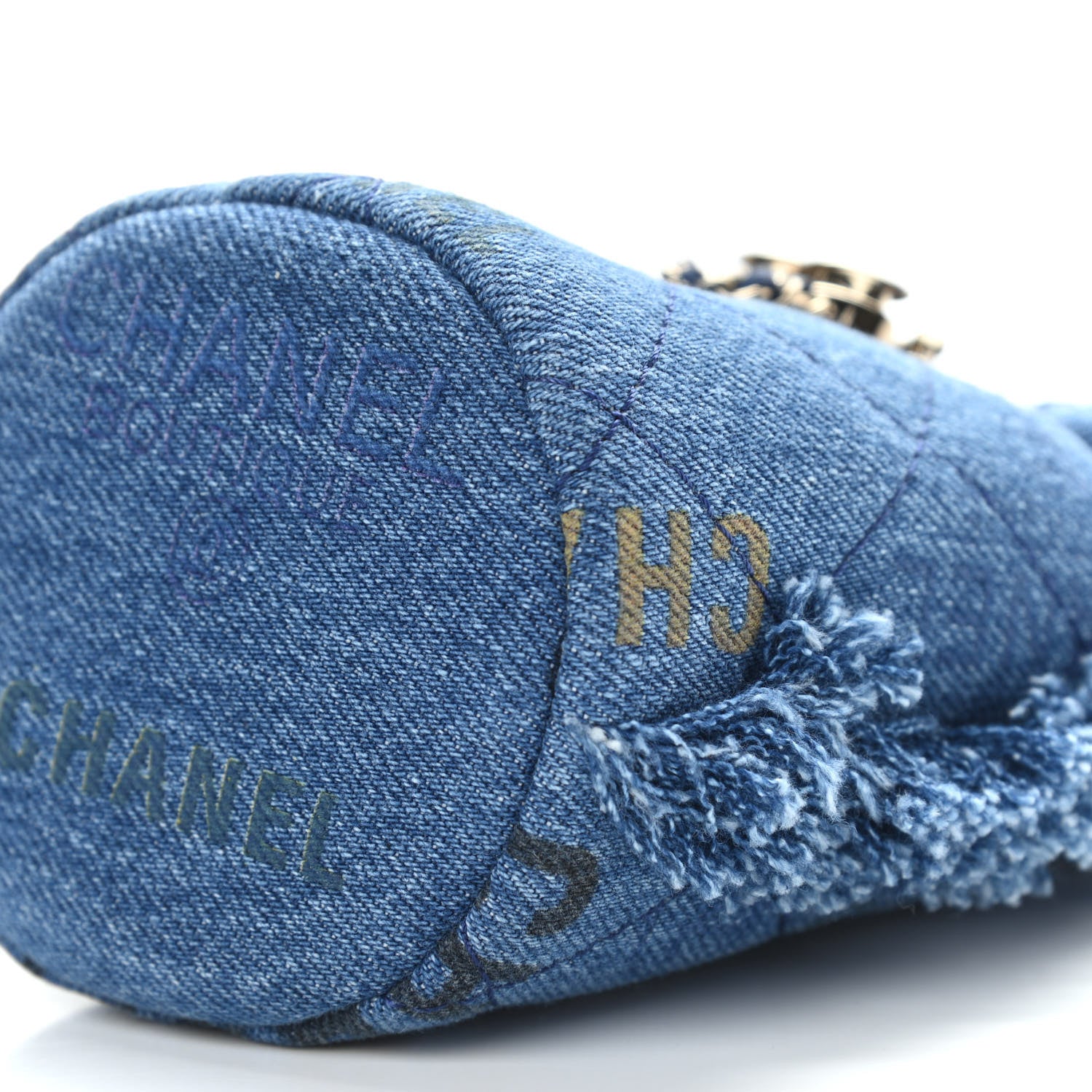 Chanel Denim Quilted Mood Mini Bucket With Chain Blue Multicolor 10 of 11