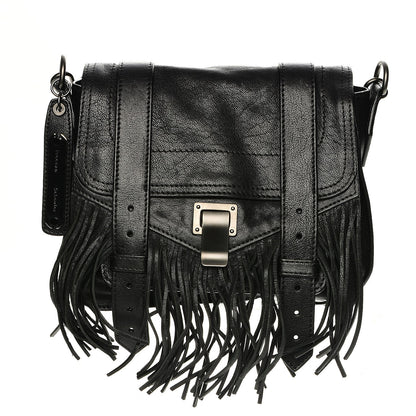 Proenza Schouler Lambskin Fringe PS1 Crossbody Pouch Black 1 of 8