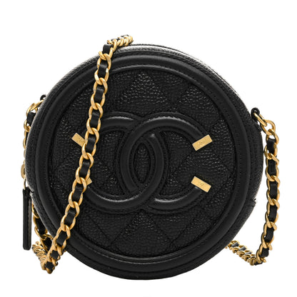 Chanel Caviar Quilted Round Filigree Crossbody Black 1 of 8