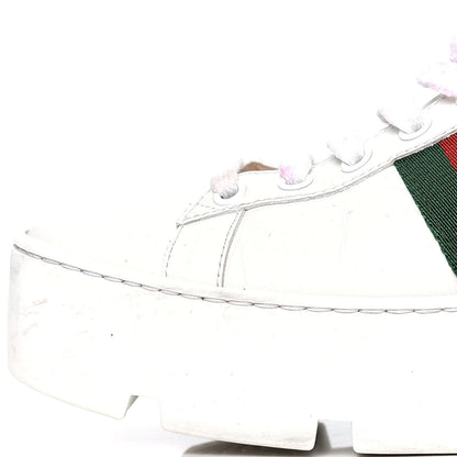 Gucci Calfskin Web Bee Embroidered Womens Ace Platform Sneakers 39 White 7 of 7
