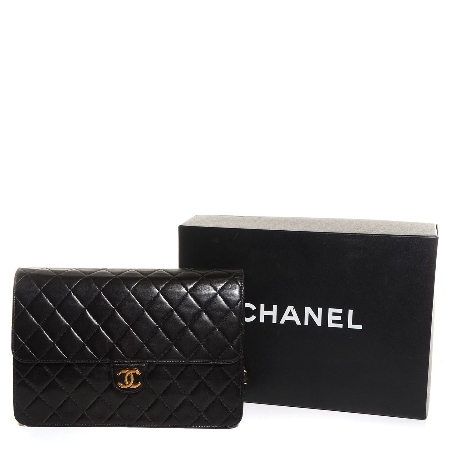 Lambskin Medium Single Flap Black