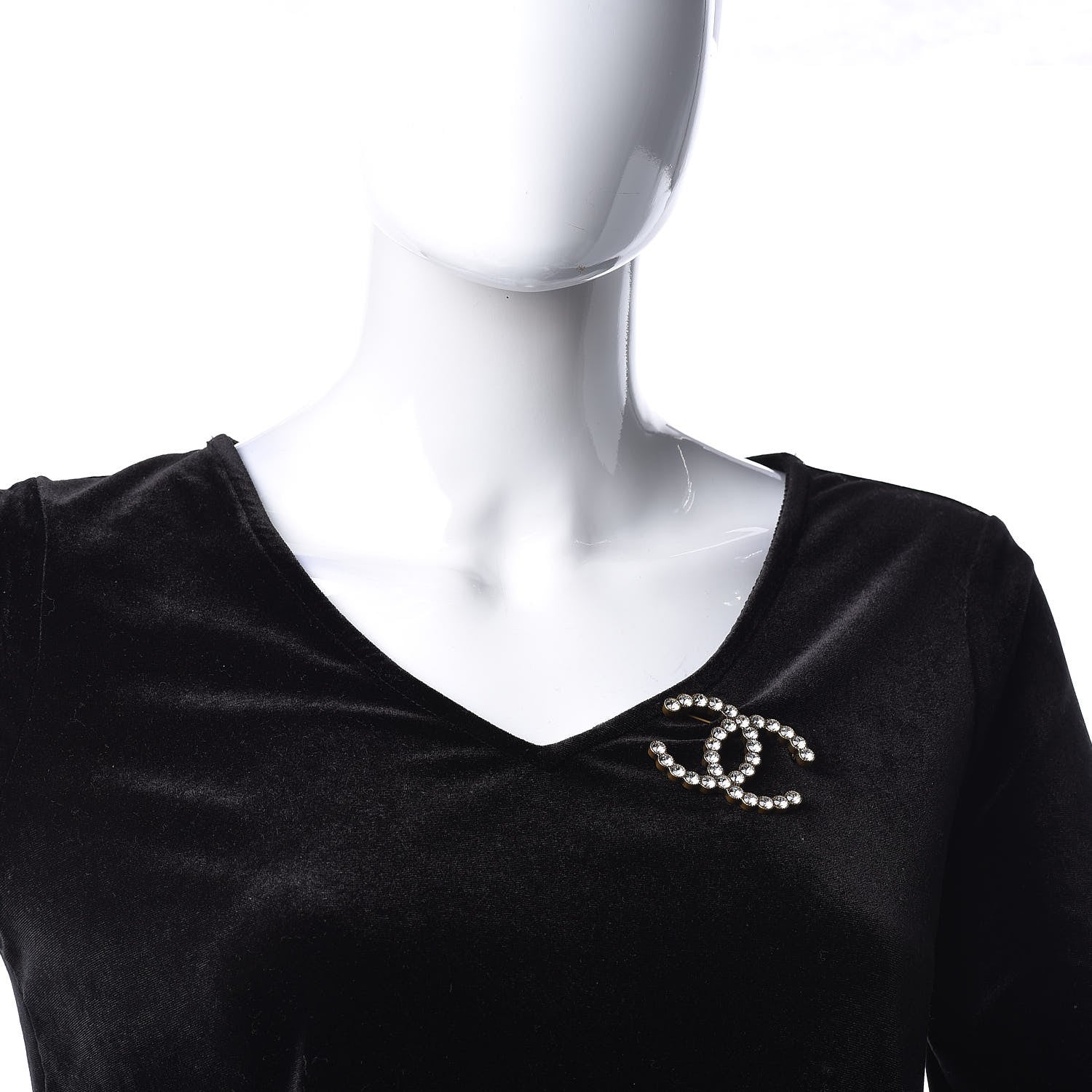 Chanel Crystal CC Brooch Gold 2 of 5