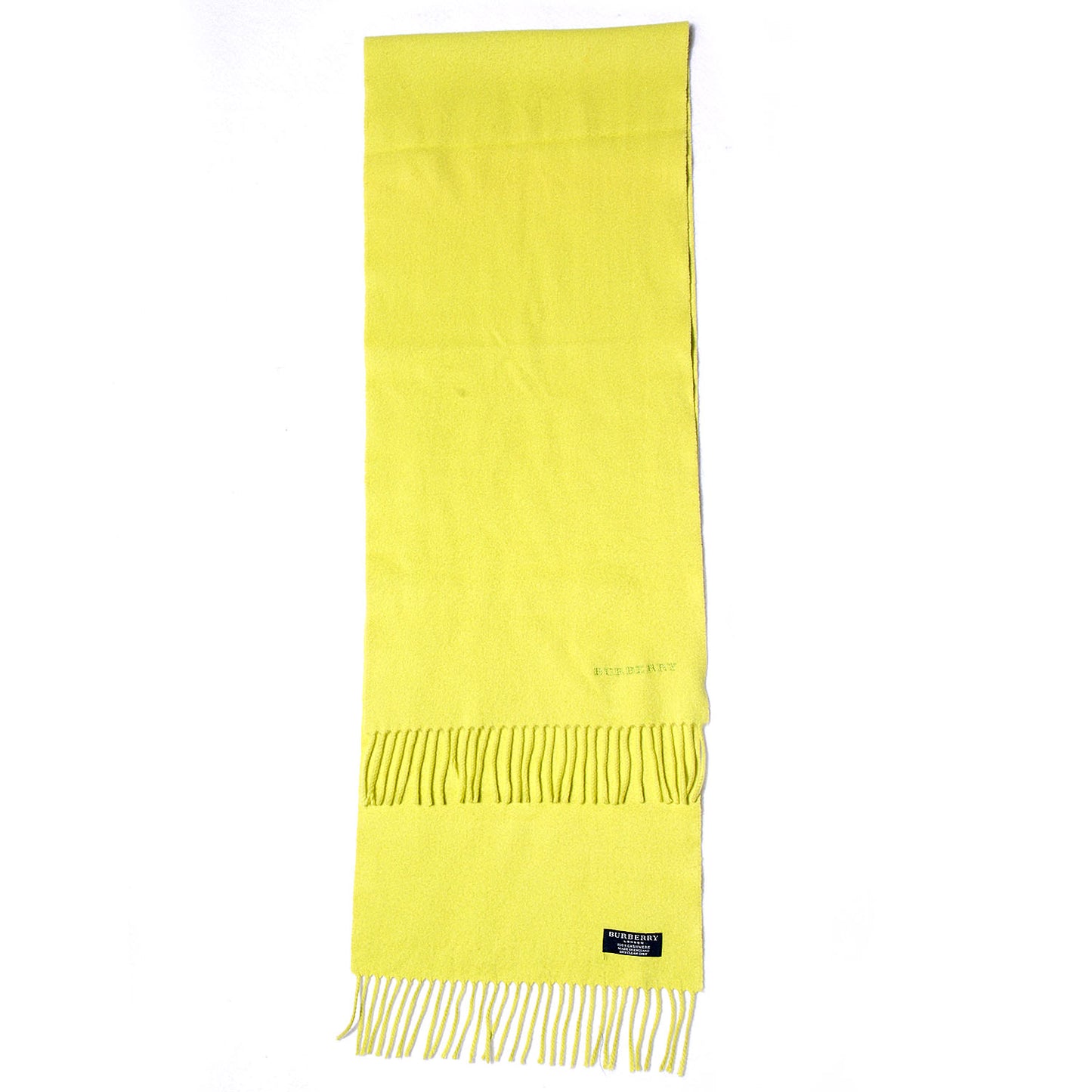 Cashmere Embroidered Fringe Scarf Chartreuse