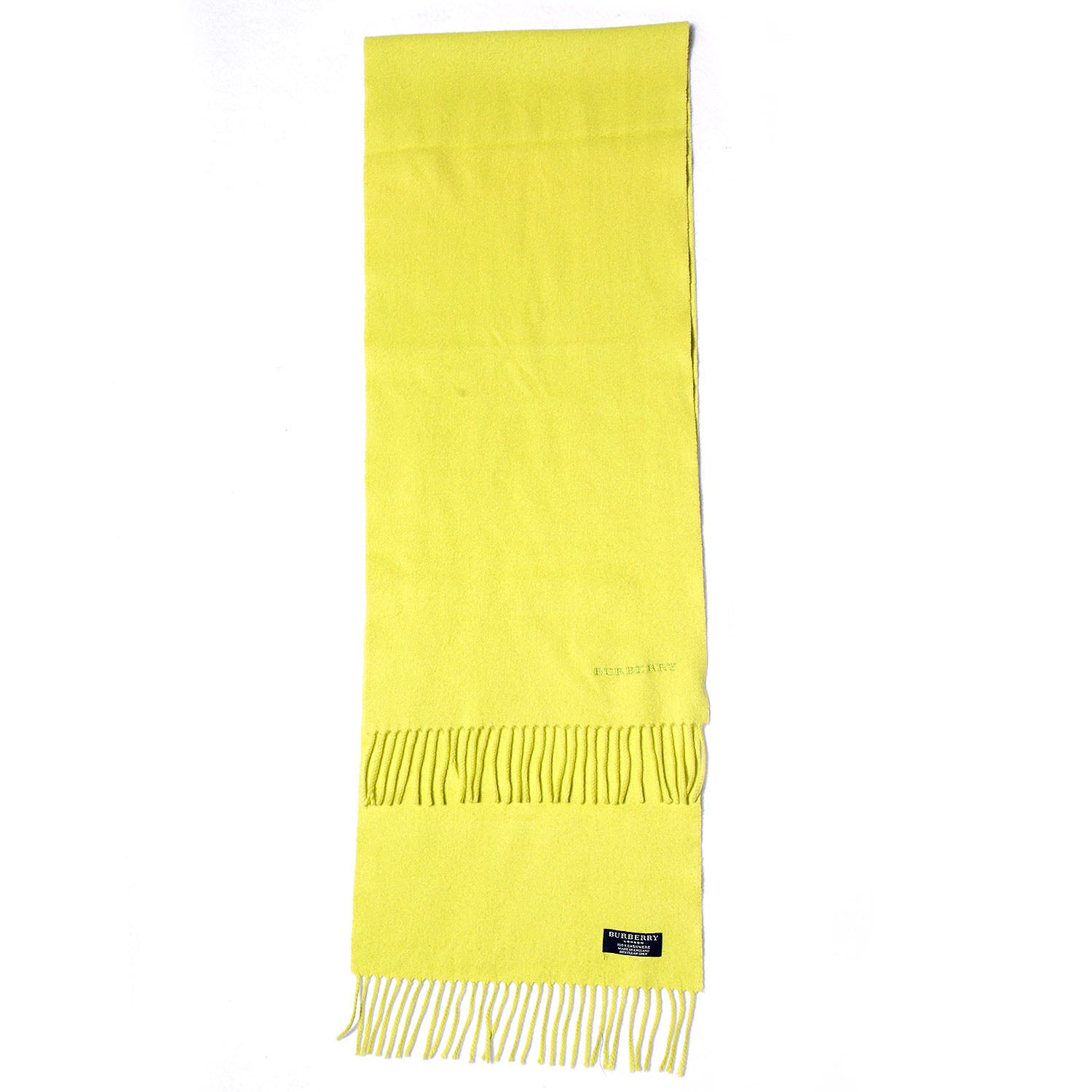 Burberry Cashmere Embroidered Fringe Scarf Chartreuse 3 of 5