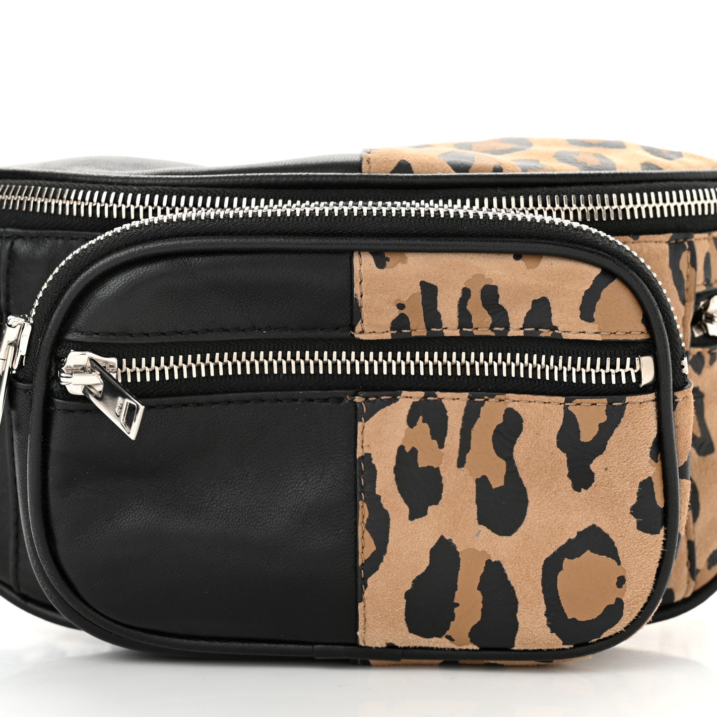 Lambskin Suede Leopard Attica Belt Bag Black