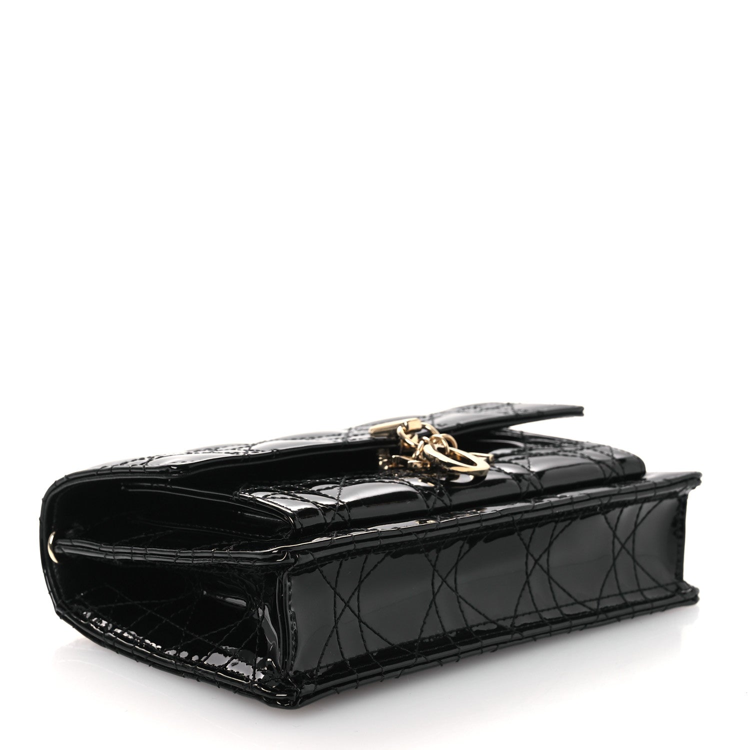 Christian Dior Patent Cannage Lady Dior Chain Pouch Black 4 of 12