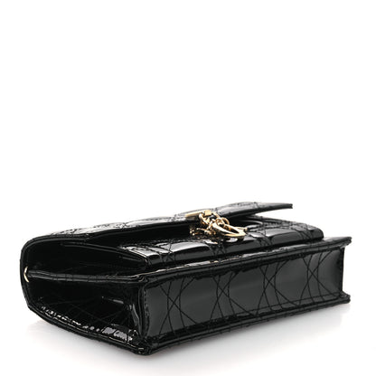Christian Dior Patent Cannage Lady Dior Chain Pouch Black 4 of 12