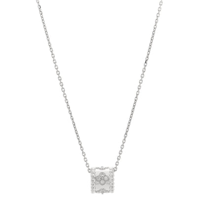 Van Cleef & Arpels 18K White Gold Diamond Small Perlee Clovers Pendant Necklace 1 of 4
