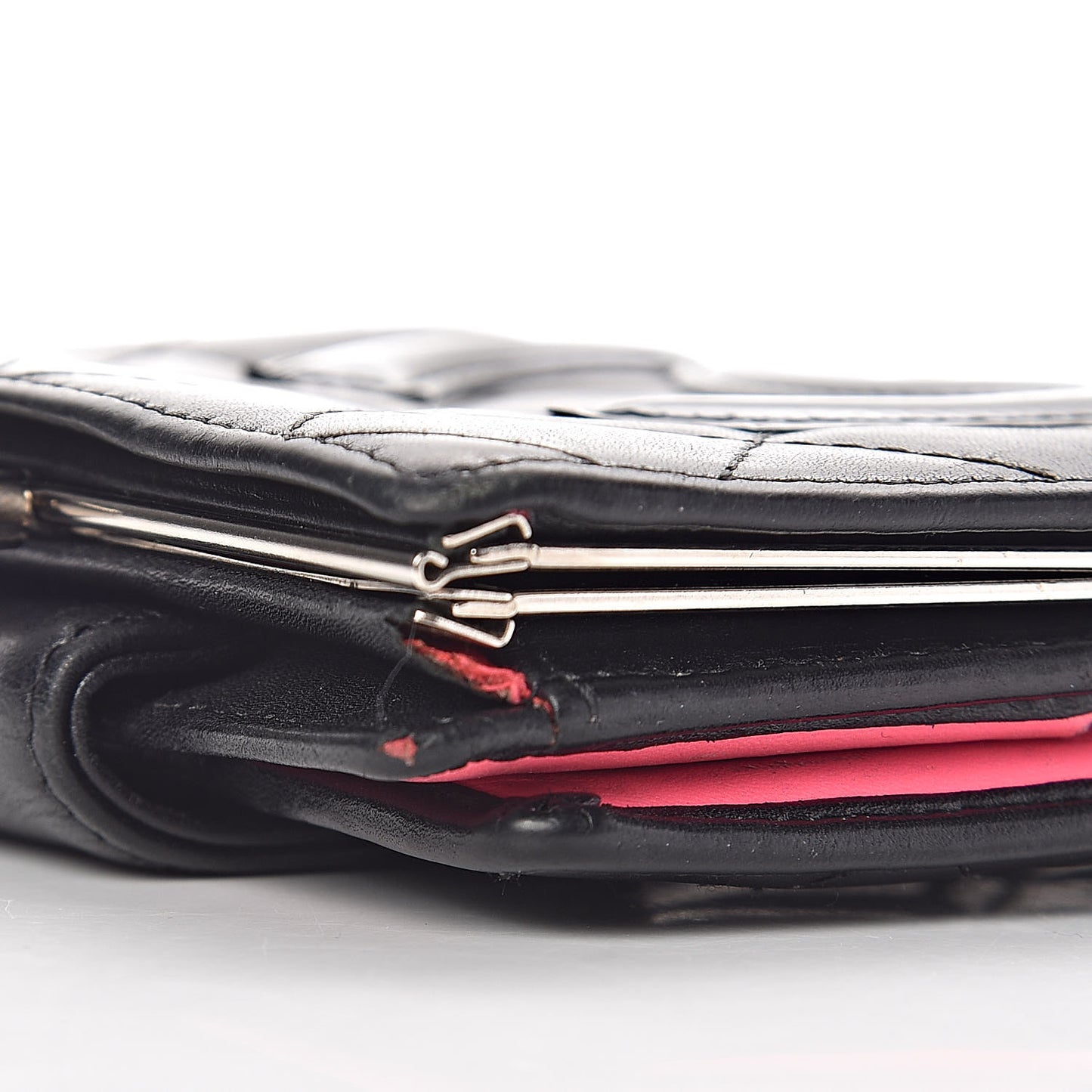 Calfskin Quilted Cambon Bi-Fold Wallet Black