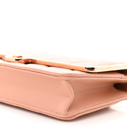 Chanel Lambskin Metal Quilted Wallet On Chain WOC Beige 11 of 12