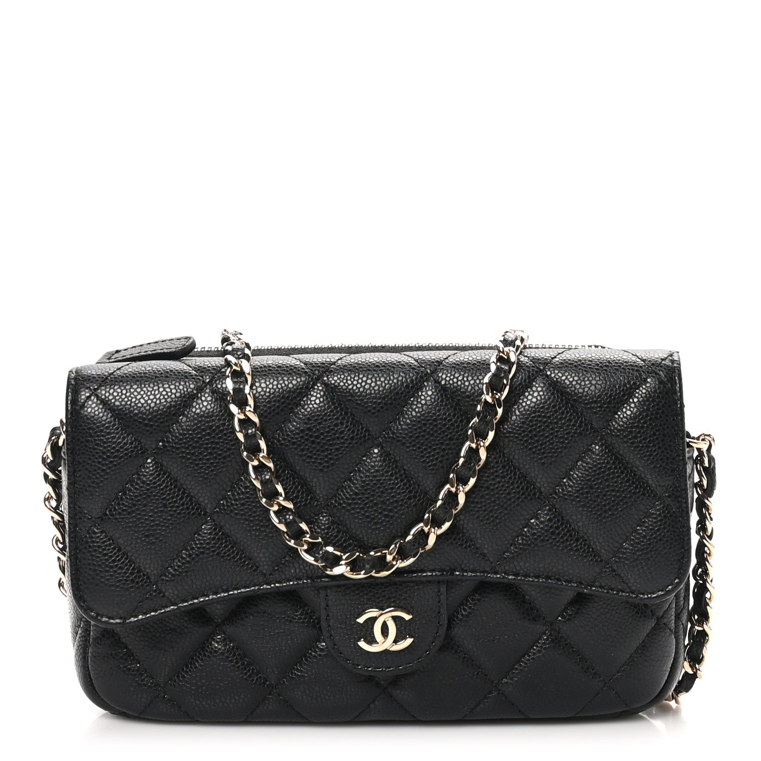 Chanel Caviar Quilted Flap Phone Holder With Chain Black 1 of 13