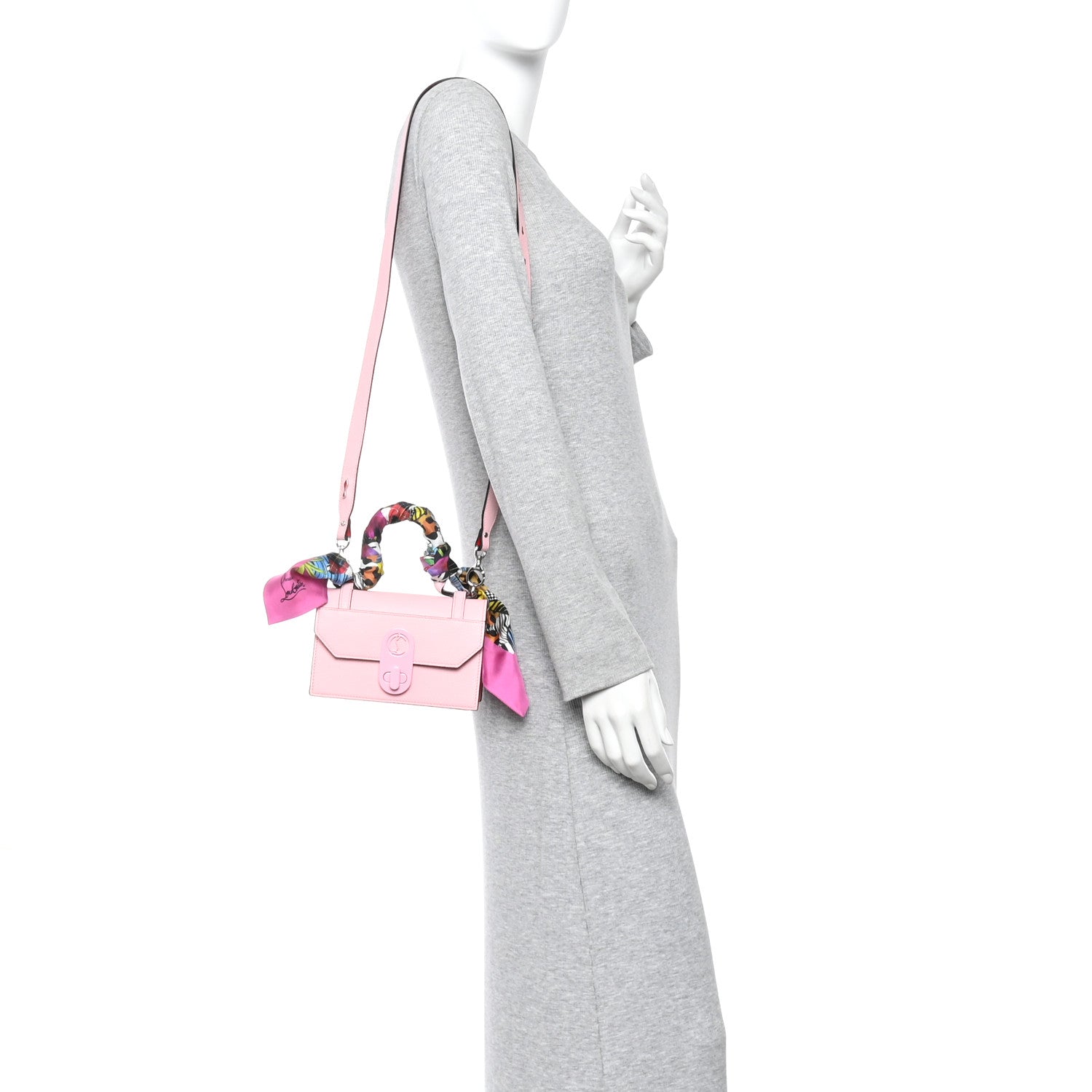 Christian Louboutin Calfskin Empire Silk Mini Elisa Top Handle Bag Soupir Multicolor 2 of 11