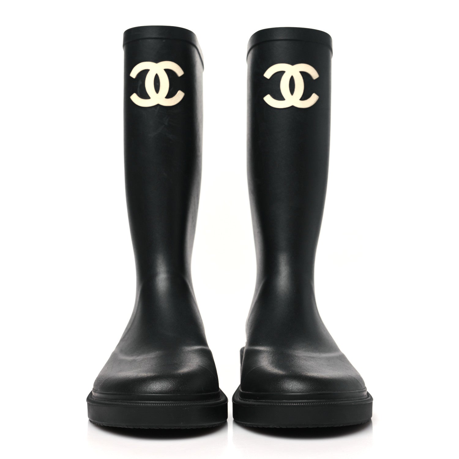 Chanel Caoutchouk CC High Boots 38 Black 3 of 10