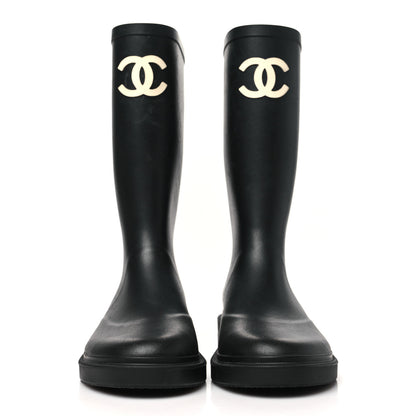 Chanel Caoutchouk CC High Boots 38 Black 3 of 10