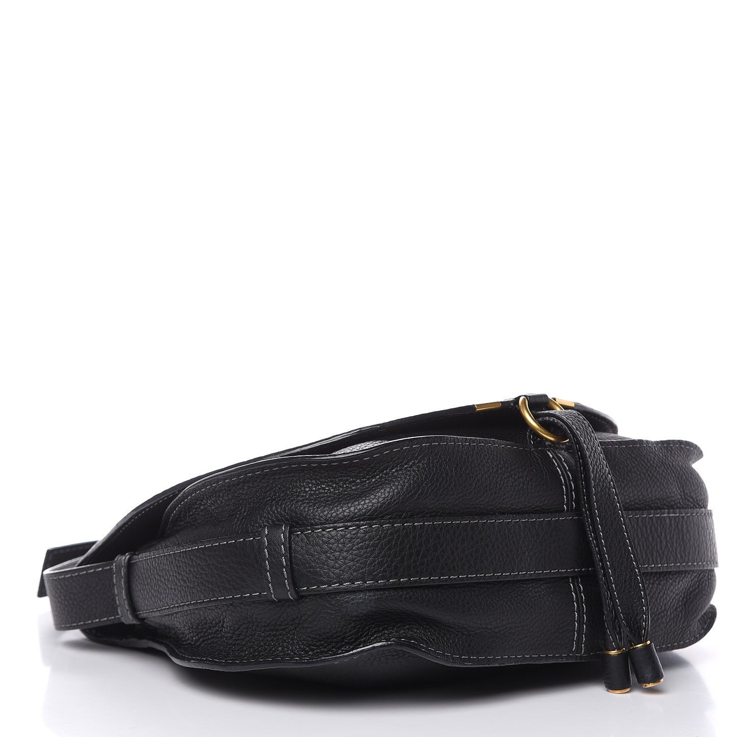 Calfskin Medium Marcie Round Crossbody Bag Black