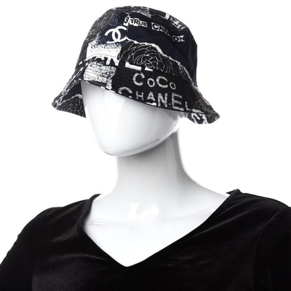 Chanel Cotton Coco Print Bucket Hat M Navy Black White 2 of 7