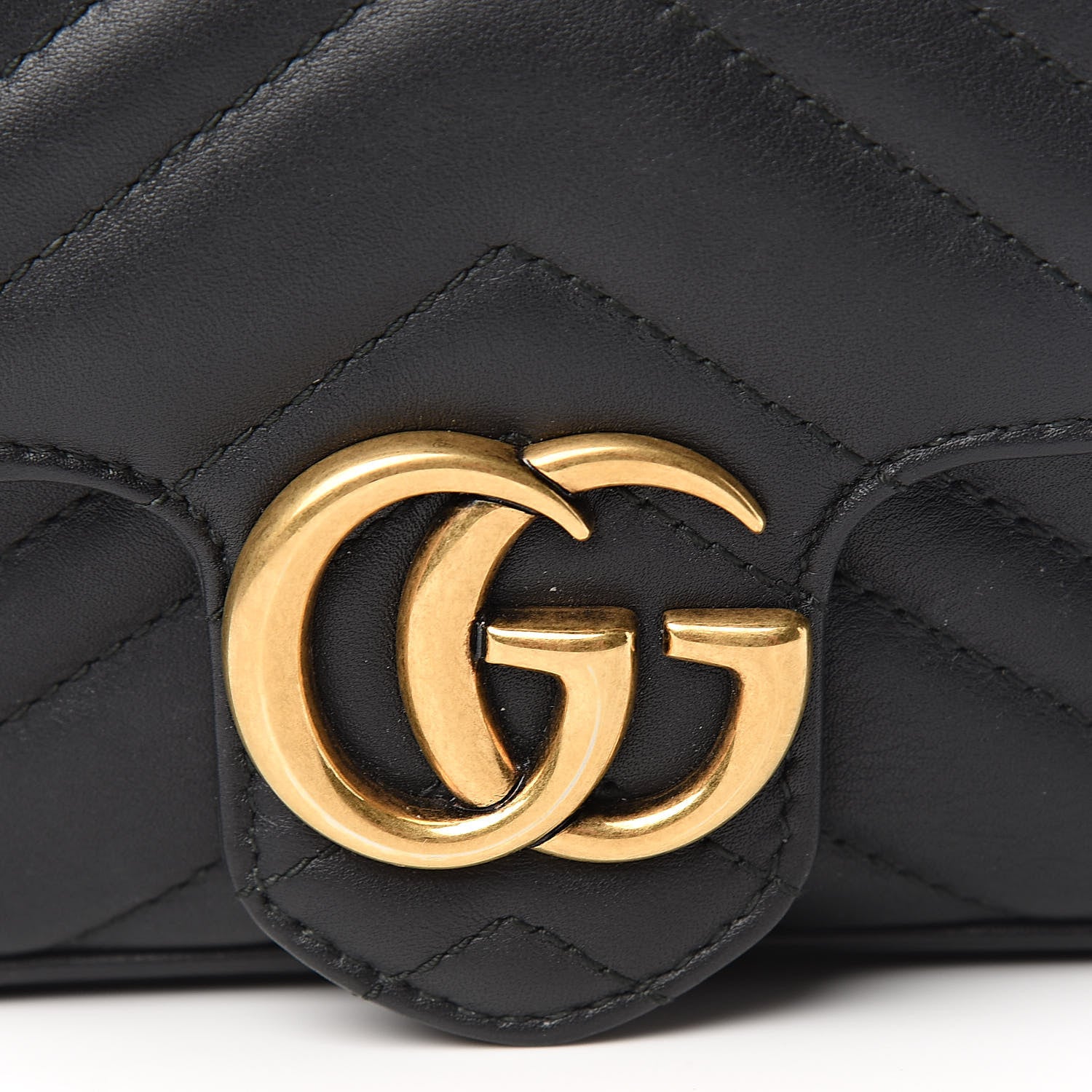 Gucci Calfskin Matelasse Super Mini GG Marmont Shoulder Bag Black 10 of 10