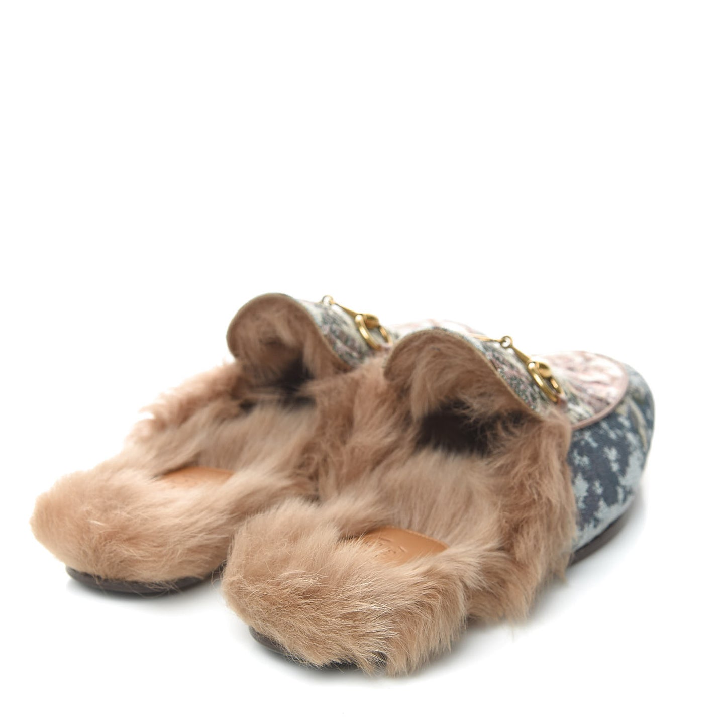 Jacquard Fur Floral Mens Princetown Slippers 10 Multicolor